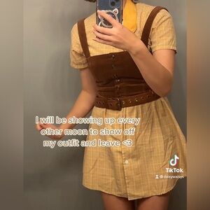 Button + tie up checkered dress medium